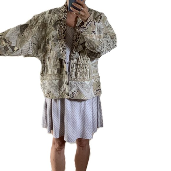 Handcrafted Embellished Quilted Jacket Size XL - Picture 11 of 14